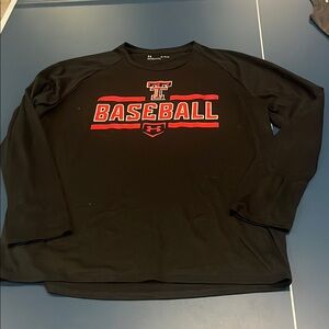 Under Armour Black and Red Texas Tech Baseball Long Sleeve men’s xl